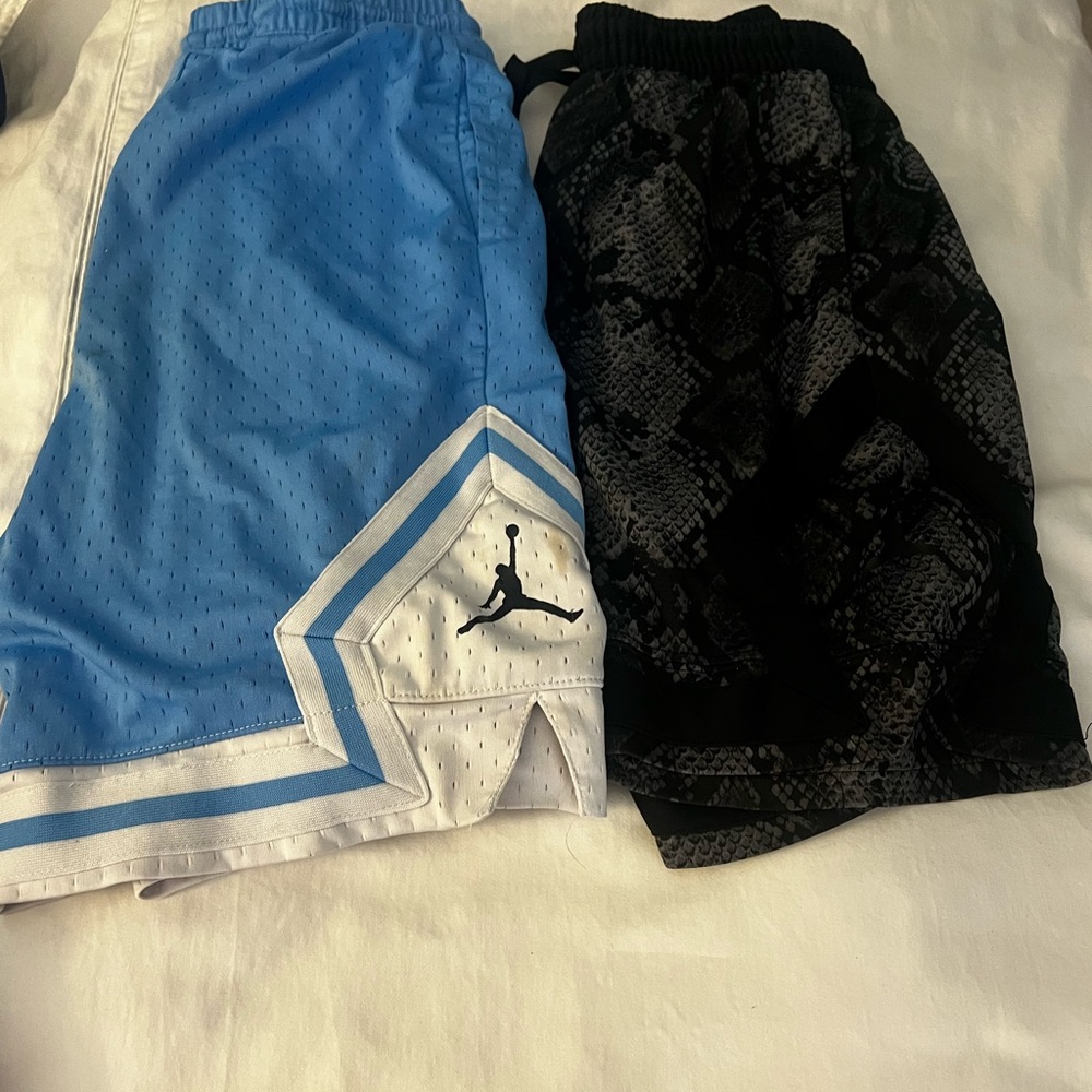 Nike Light Blue and White Men's Athletic Basketball Shorts